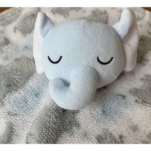 Le Bebe Lovey Elephant Blue‎ Gray White Elephant Print security Blanket 14”x14”